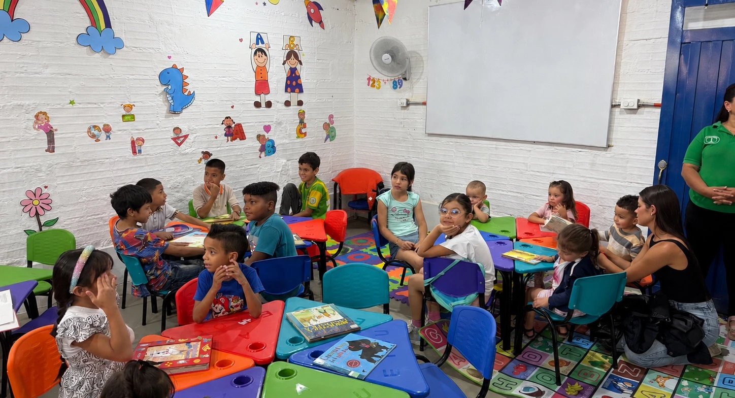 Children in a SageTrader Foundation–supported classroom